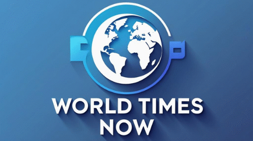 World Times Now official logo featuring a white globe icon on a blue background
