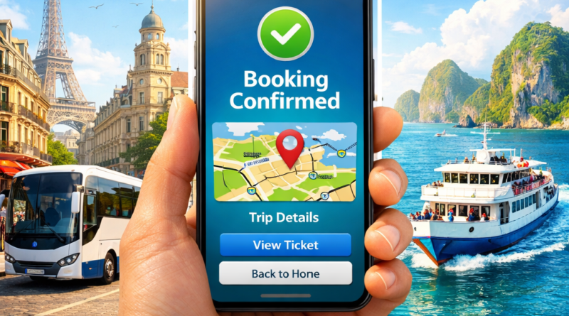 Global online transport booking trends bus and ferry.