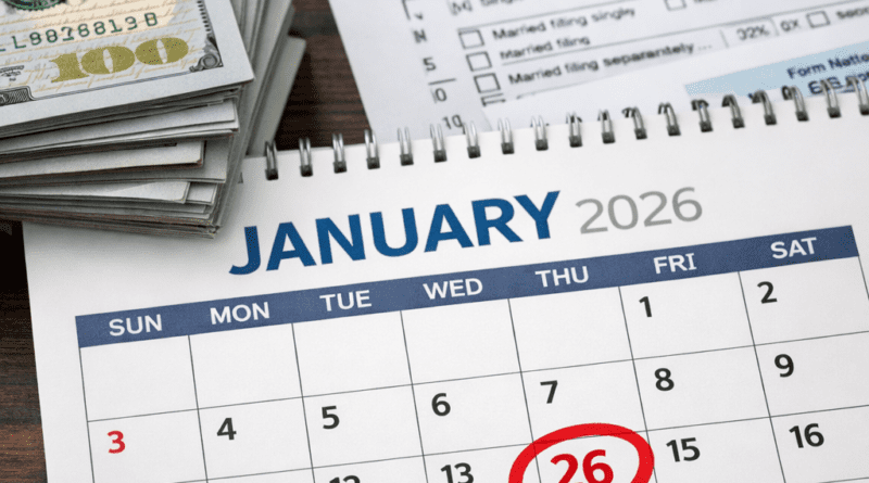 IRS tax refund schedule 2026 calendar and money.