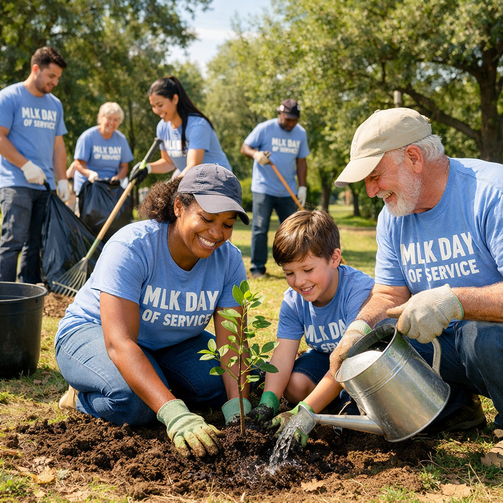 Martin Luther King Jr Day MLK Day of Service community volunteering ideas.