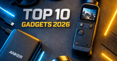 10 coolest tech gadgets of 2026 flatlay collection.