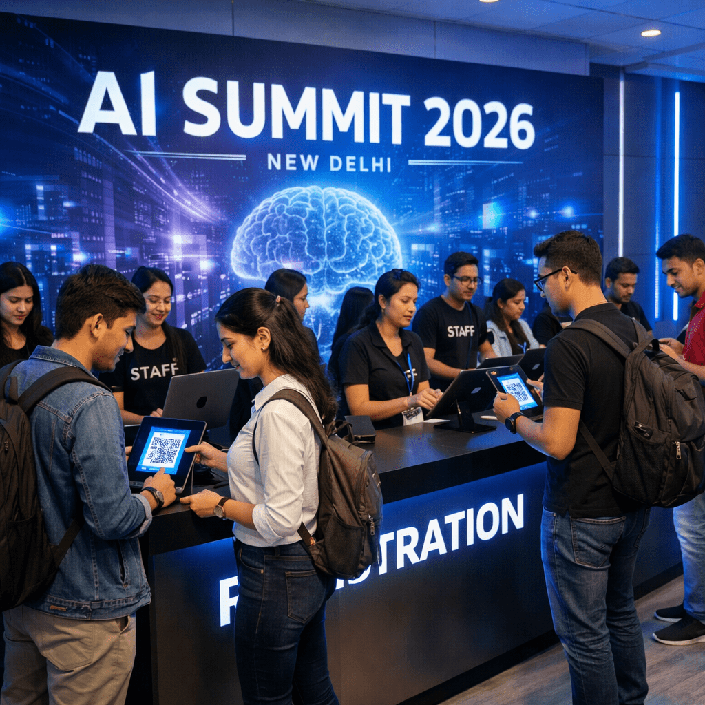India AI Impact Summit 2026 registration desk in New Delhi
