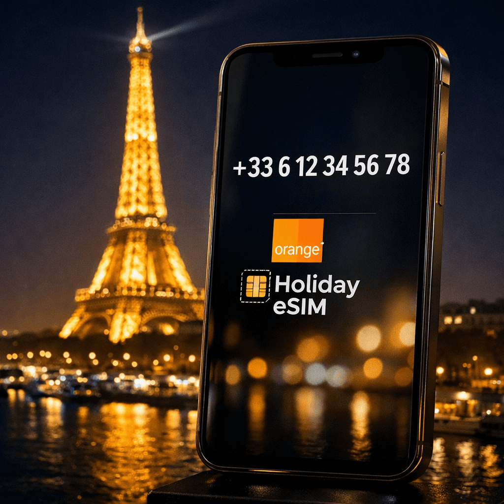 Orange Holiday eSIM with a phone number, the Best eSIM for Europe in Paris
