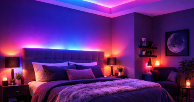 Best LED strip lights for room 2026 showing colorful Govee RGBIC lights transforming a bedroom