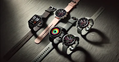 Five best budget smartwatch 2026 under $250 comparison — Amazfit Active 2, Apple Watch SE, Fitbit Versa 4, Samsung Galaxy Watch FE, and Garmin Vivoactive 5 arranged side by side